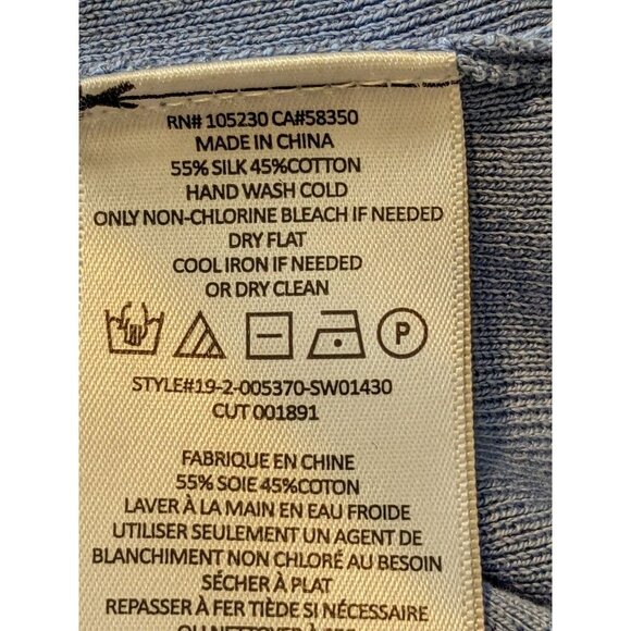 Equipment Femme Womens L Sweater Silk Cotton Blue Long Sleeve Pullover Pocket - Picture 6 of 6